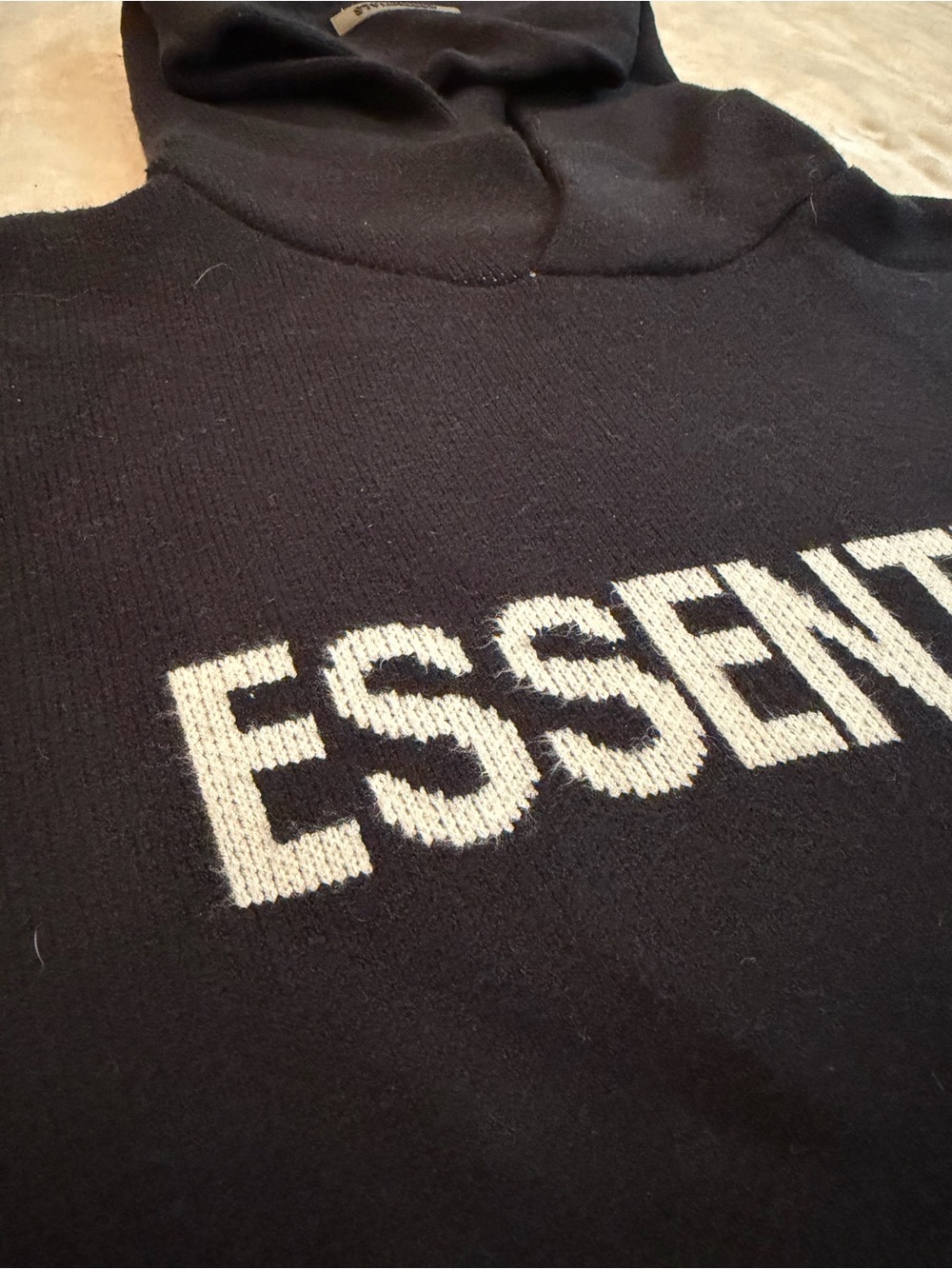 Fear of God ESSENTIALS Black Hoodie Sweatshirt - ESSENTIALS Branding - Picture 2 of 7